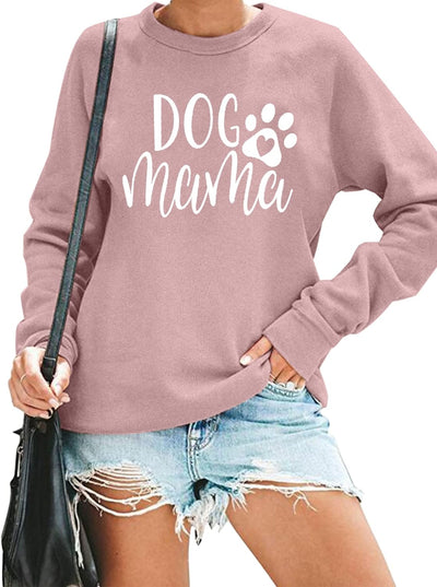 Dog Mom Sweatshirt Women Dog Mama Graphic Shirt Cute Paw Shirts Puppy Lover Pullover Casual Long Sleeve Tee Tops